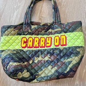 MZ Wallace Camouflage Tote with Bold Yellow Accent